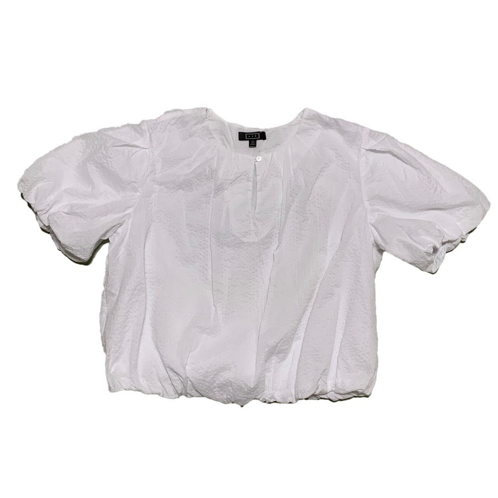 NWOT AYR The Puff Puff Sleeve Top White Bubble Hem Poplin Cotton